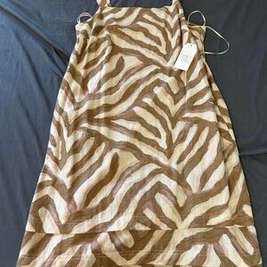 Time and Tru Tan and Cream Zebra Print Dress